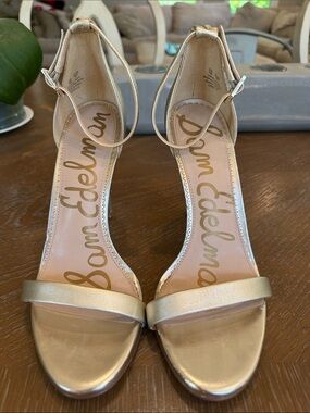Sam Edelman Gold Ankle-Strap Heels